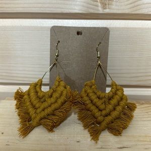 NWT - Knot and Tassel Hoop earrings. Mustard color